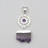 Amethyst Stalactite Slice Silver Pendants