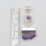 Amethyst Stalactite Slice Silver Pendants