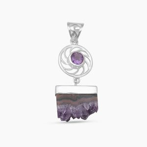 Amethyst Stalactite Slice Silver Pendants