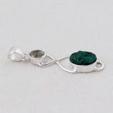 Natural Malachite Fiber Silver Pendant