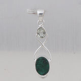 Natural Malachite Fiber Silver Pendant