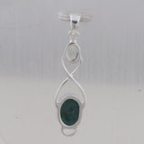 Natural Malachite Fiber Silver Pendant