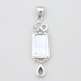 Abalone Shell Silver Drop Pendants