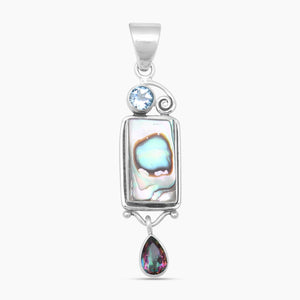 Abalone Shell Silver Drop Pendants