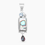 Abalone Shell Silver Drop Pendants