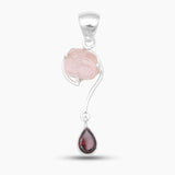 Rose Quartz & Garnet Silver Pendants