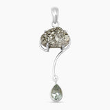 Pyrite Druzy & Green Amethyst Silver Pendants