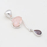 Rose Quartz & Garnet Silver Pendants