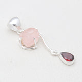 Rose Quartz & Garnet Silver Pendants