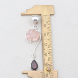 Rose Quartz & Garnet Silver Pendants