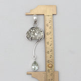 Pyrite Druzy & Green Amethyst Silver Pendants