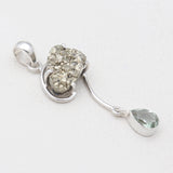 Pyrite Druzy & Green Amethyst Silver Pendants