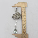 Pyrite Druzy & Green Amethyst Silver Pendants
