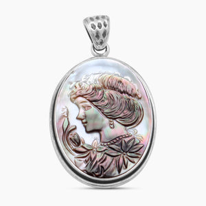 Carving Shell Silver Pendants