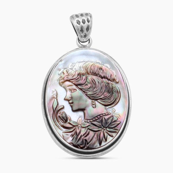 Carving Shell Silver Pendants