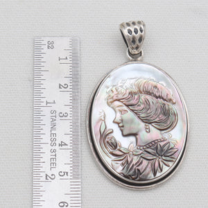 Carving Shell Silver Pendants