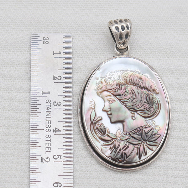 Carving Shell Silver Pendants