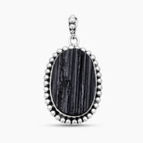 Raw Black Tourmaline Silver Pendants