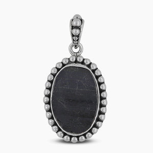 Raw Black Tourmaline Silver Pendants
