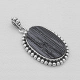 Raw Black Tourmaline Silver Pendants