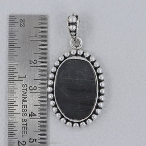 Raw Black Tourmaline Silver Pendants