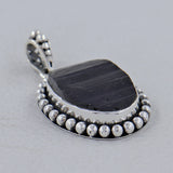 Raw Black Tourmaline Silver Pendants