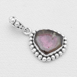 925 Sterling Silver Watermelon tourmaline pendants