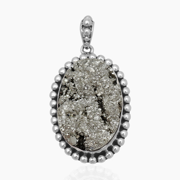 925 Sterling Silver Pyrite Druzy Pendants