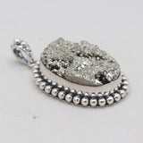 925 Sterling Silver Pyrite Druzy Pendants