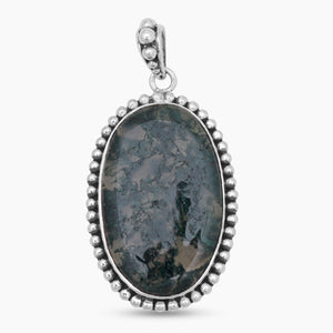 Green Moss Agate Silver Designer Pendants