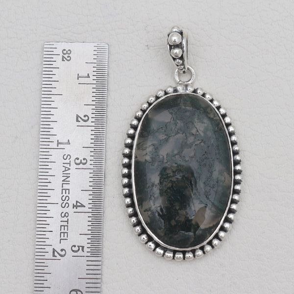 Green Moss Agate Silver Designer Pendants