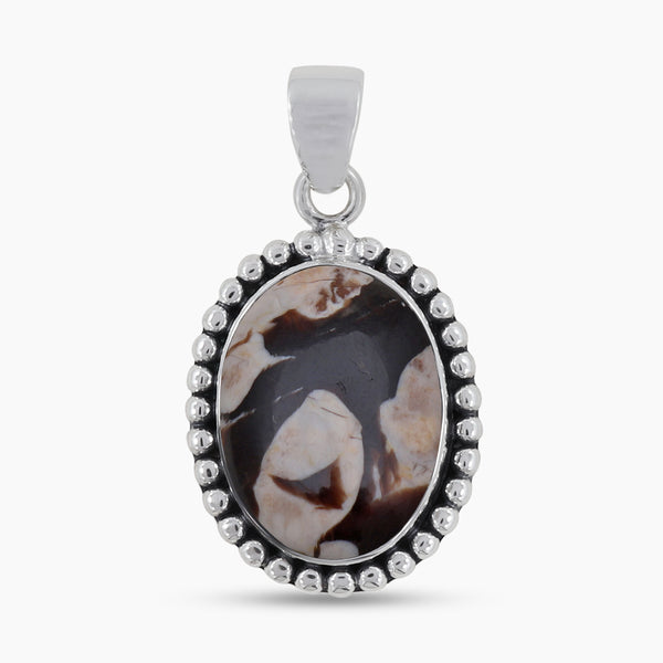 925 Silver Peanut Wood Jasper Pendants