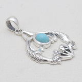 Ethiopian Opal Mermaid Silver Pendants
