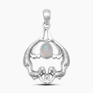 Ethiopian Opal Mermaid Silver Pendants