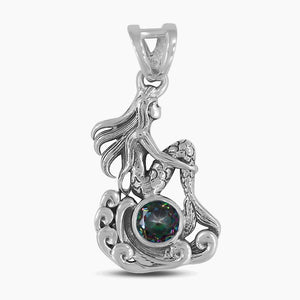 Tourmaline Mermaid Silver Pendants