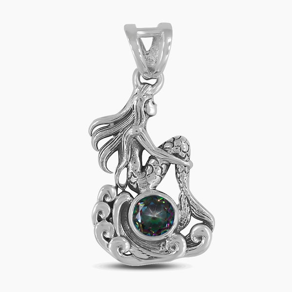 Tourmaline Mermaid Silver Pendants