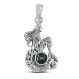 Tourmaline Mermaid Silver Pendant