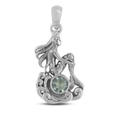 Tourmaline Mermaid Silver Pendant