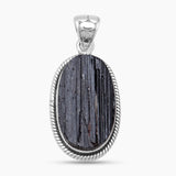 Raw Black Tourmaline Silver Pendants