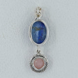 Blue Kyanite & Rose Quartz Silver Pendant