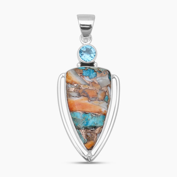 Turquoise Spiny Oyster Silver Pendants