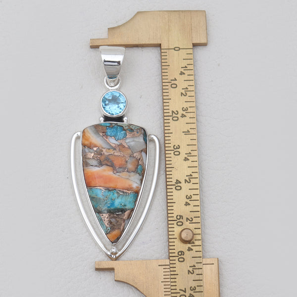 Turquoise Spiny Oyster Silver Pendants