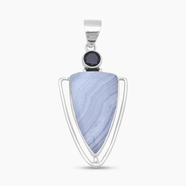 Blue Lace Agate 925 Silver Pendants