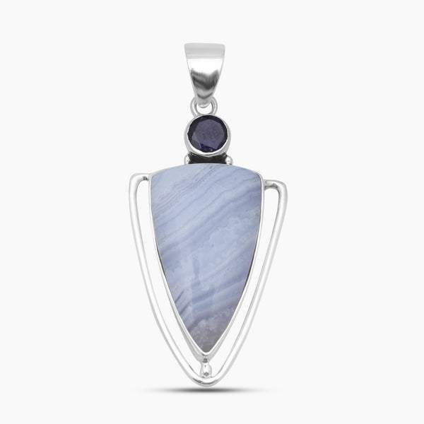 Blue Lace Agate 925 Silver Pendants
