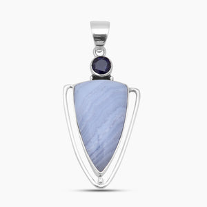Blue Lace Agate 925 Silver Pendants