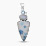 925 Sterling Silver Azurite Quartz Pendants