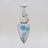 925 Sterling Silver Azurite Quartz Pendants