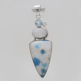 925 Sterling Silver Azurite Quartz Pendants