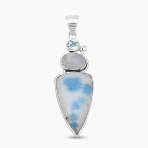 925 Sterling Silver Azurite Quartz Pendants