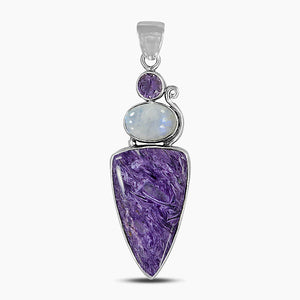 925 Sterling Silver Charoite Pendants